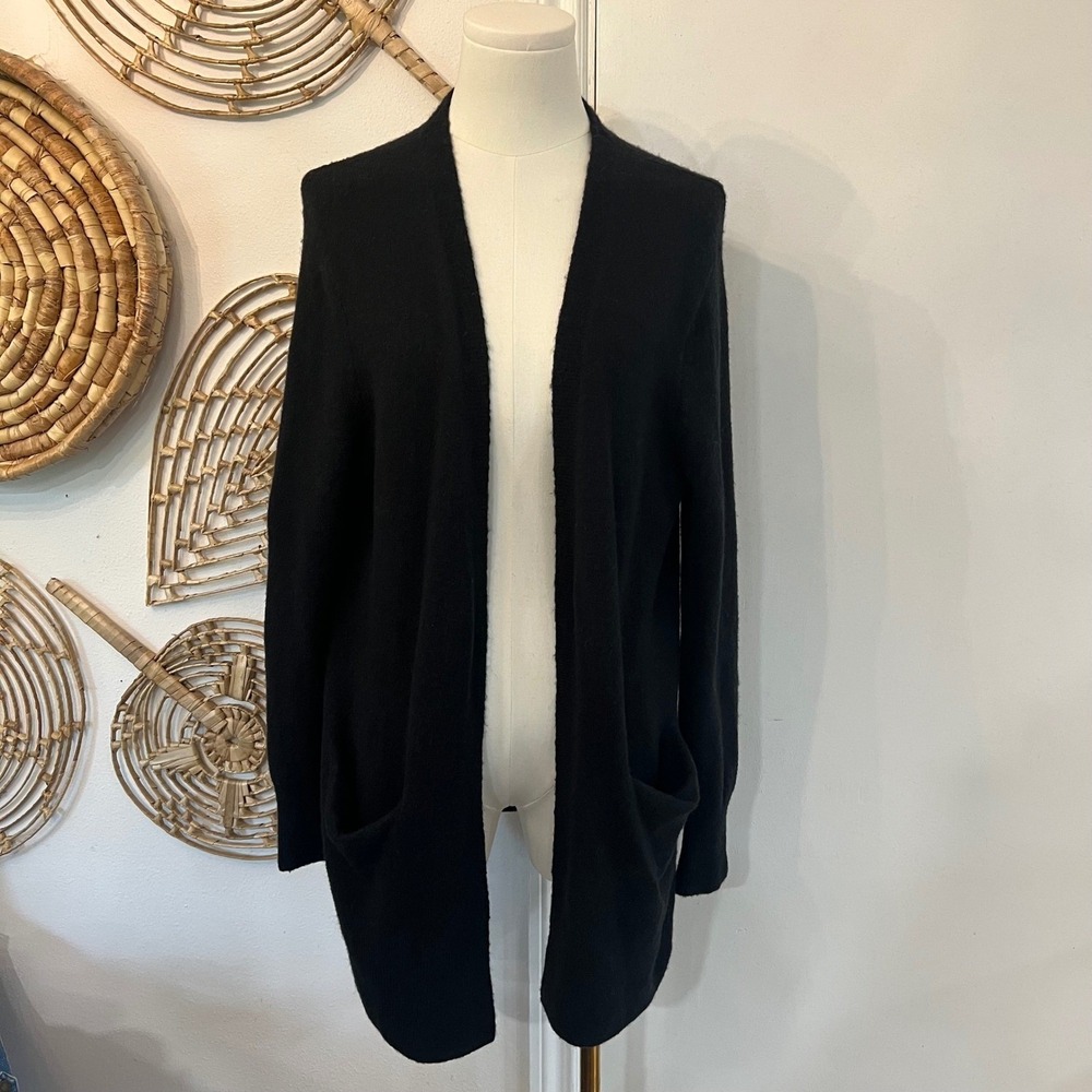 Madewell Alpaca Merino Open Cardigan Black Knit Minimalist Layering Size S